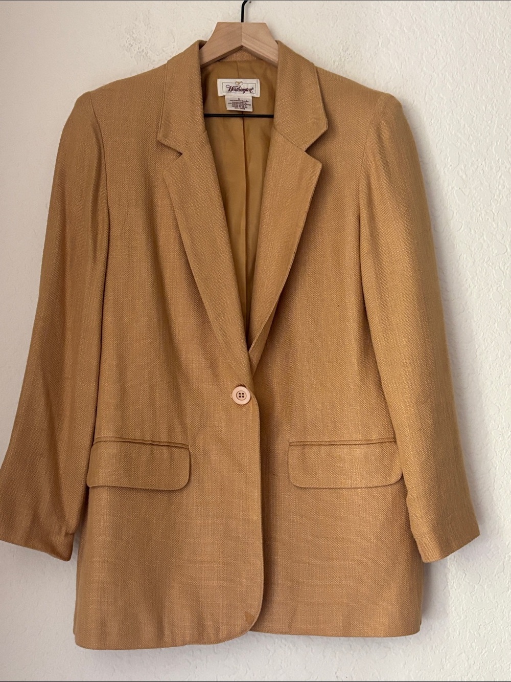 vintage Worthington  Rayon lined Camel Tan Single-Button Women's Blazer size 6